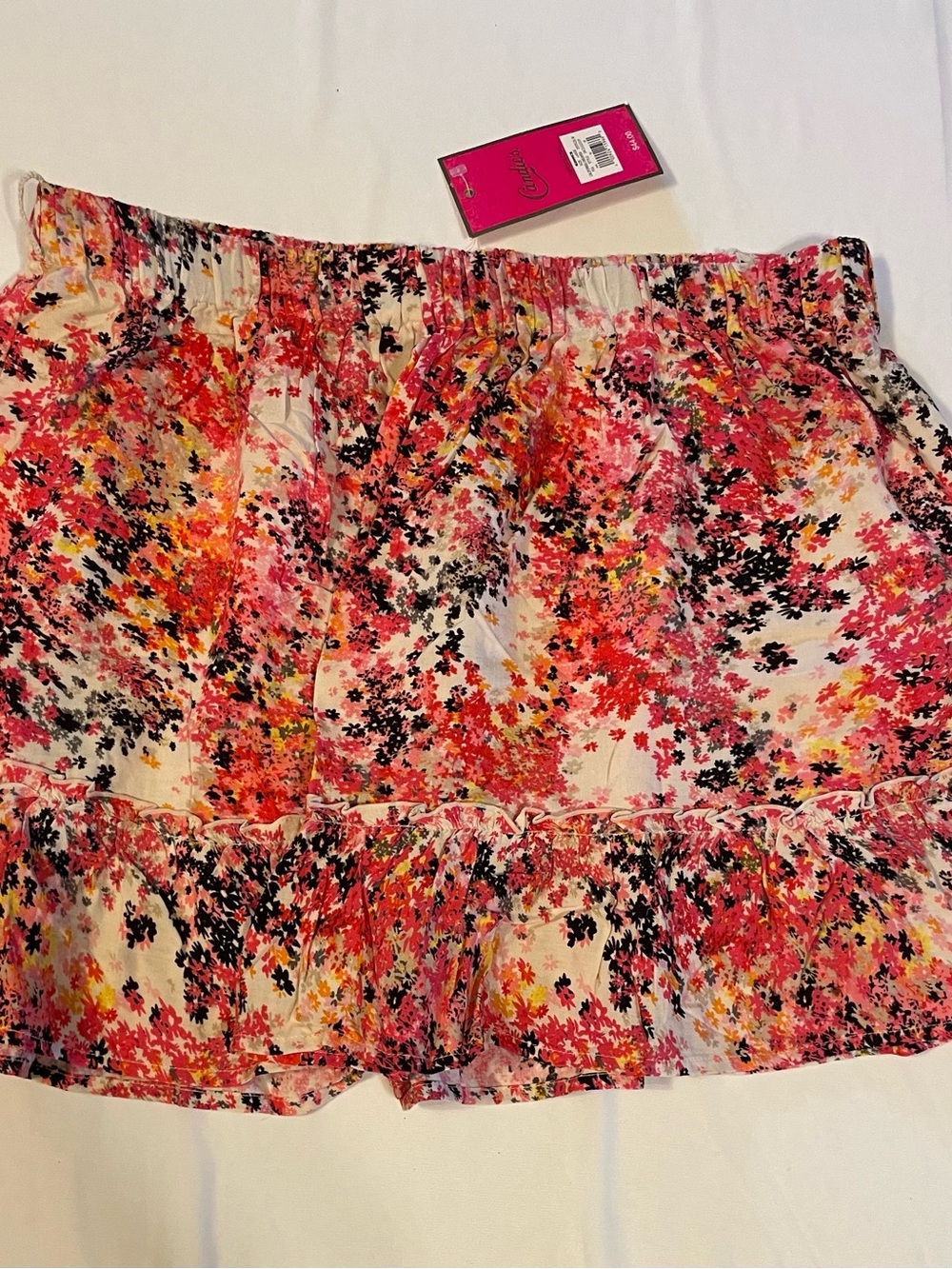 Candie's Pink Multi Floral Ruffle Mini Skirt